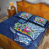 Hawaiian Mele Kalikimaka Quilt Bed Set Funny Santa on Whale Island with Kakau Tattoos LT03 - Polynesian Pride