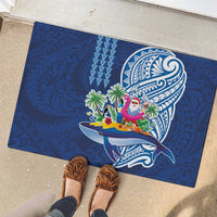 Hawaiian Mele Kalikimaka Rubber Doormat Funny Santa on Whale Island with Kakau Tattoos LT03 - Polynesian Pride