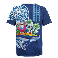 Hawaiian Mele Kalikimaka Rugby Jersey Funny Santa on Whale Island with Kakau Tattoos LT03 - Polynesian Pride
