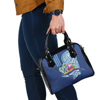Hawaiian Mele Kalikimaka Shoulder Handbag Funny Santa on Whale Island with Kakau Tattoos LT03 - Polynesian Pride