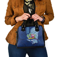 Hawaiian Mele Kalikimaka Shoulder Handbag Funny Santa on Whale Island with Kakau Tattoos LT03 - Polynesian Pride