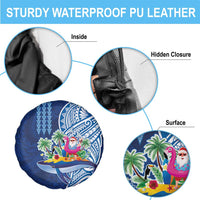 Hawaiian Mele Kalikimaka Spare Tire Cover Funny Santa on Whale Island with Kakau Tattoos LT03 - Polynesian Pride