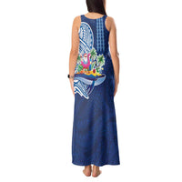 Hawaiian Mele Kalikimaka Tank Maxi Dress Funny Santa on Whale Island with Kakau Tattoos LT03 - Polynesian Pride