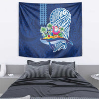 Hawaiian Mele Kalikimaka Tapestry Funny Santa on Whale Island with Kakau Tattoos LT03 - Polynesian Pride