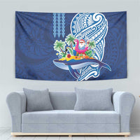 Hawaiian Mele Kalikimaka Tapestry Funny Santa on Whale Island with Kakau Tattoos LT03 - Polynesian Pride
