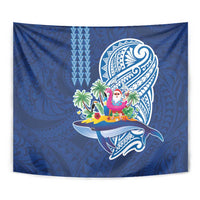 Hawaiian Mele Kalikimaka Tapestry Funny Santa on Whale Island with Kakau Tattoos LT03 - Polynesian Pride