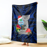 Guam Christmas Blanket Santa Gift Latte Stone and Sea Turle Mix Hibiscus Chamorro Blue Style LT03