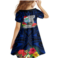 Guam Christmas Family Matching Mermaid Dress and Hawaiian Shirt Santa Gift Latte Stone and Sea Turle Mix Hibiscus Chamorro Blue Style LT03 - Polynesian Pride