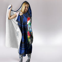 Guam Christmas Hooded Blanket Santa Gift Latte Stone and Sea Turle Mix Hibiscus Chamorro Blue Style LT03 - Polynesian Pride