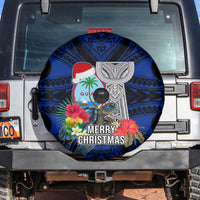 Guam Christmas Spare Tire Cover Santa Gift Latte Stone and Sea Turle Mix Hibiscus Chamorro Blue Style LT03 red - Polynesian Pride