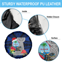 Guam Christmas Spare Tire Cover Santa Gift Latte Stone and Sea Turle Mix Hibiscus Chamorro Blue Style LT03 - Polynesian Pride