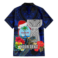 Custom Guam Christmas Family Matching Mermaid Dress and Hawaiian Shirt Santa Gift Latte Stone and Sea Turle Mix Hibiscus Chamorro Blue Style LT03 - Polynesian Pride