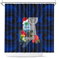 Custom Guam Christmas Shower Curtain Santa Gift Latte Stone and Sea Turle Mix Hibiscus Chamorro Blue Style LT03 red - Polynesian Pride