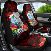 Guam Christmas Car Seat Cover Santa Gift Latte Stone and Sea Turle Mix Hibiscus Chamorro Red Style LT03 - Polynesian Pride