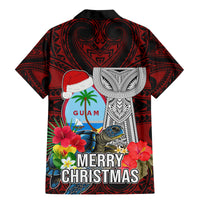 Guam Christmas Family Matching Mermaid Dress and Hawaiian Shirt Santa Gift Latte Stone and Sea Turle Mix Hibiscus Chamorro Red Style LT03 - Polynesian Pride