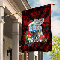 Guam Christmas Garden Flag Santa Gift Latte Stone and Sea Turle Mix Hibiscus Chamorro Red Style LT03 House Flag Red - Polynesian Pride