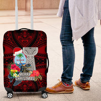 Guam Christmas Luggage Cover Santa Gift Latte Stone and Sea Turle Mix Hibiscus Chamorro Red Style LT03 Red - Polynesian Pride