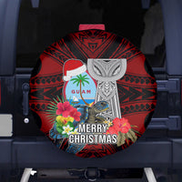 Guam Christmas Spare Tire Cover Santa Gift Latte Stone and Sea Turle Mix Hibiscus Chamorro Red Style LT03 - Polynesian Pride