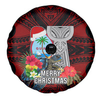 Guam Christmas Spare Tire Cover Santa Gift Latte Stone and Sea Turle Mix Hibiscus Chamorro Red Style LT03 - Polynesian Pride