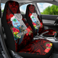 Custom Guam Christmas Car Seat Cover Santa Gift Latte Stone and Sea Turle Mix Hibiscus Chamorro Red Style LT03 - Polynesian Pride