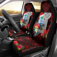 Custom Guam Christmas Car Seat Cover Santa Gift Latte Stone and Sea Turle Mix Hibiscus Chamorro Red Style LT03 - Polynesian Pride