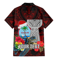 Custom Guam Christmas Family Matching Mermaid Dress and Hawaiian Shirt Santa Gift Latte Stone and Sea Turle Mix Hibiscus Chamorro Red Style LT03 - Polynesian Pride