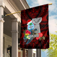 Custom Guam Christmas Garden Flag Santa Gift Latte Stone and Sea Turle Mix Hibiscus Chamorro Red Style LT03 House Flag Red - Polynesian Pride