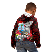 Custom Guam Christmas Kid Hoodie Santa Gift Latte Stone and Sea Turle Mix Hibiscus Chamorro Red Style LT03 - Polynesian Pride