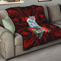 Custom Guam Christmas Quilt Santa Gift Latte Stone and Sea Turle Mix Hibiscus Chamorro Red Style LT03