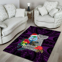 Guam Christmas Area Rug Santa Gift Latte Stone and Sea Turle Mix Hibiscus Chamorro Pink Style LT03 - Polynesian Pride