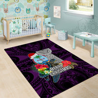 Guam Christmas Area Rug Santa Gift Latte Stone and Sea Turle Mix Hibiscus Chamorro Pink Style LT03 - Polynesian Pride