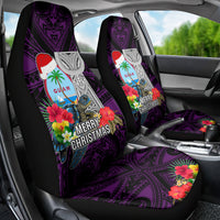 Guam Christmas Car Seat Cover Santa Gift Latte Stone and Sea Turle Mix Hibiscus Chamorro Pink Style LT03 - Polynesian Pride