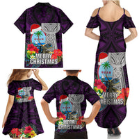 Guam Christmas Family Matching Summer Maxi Dress and Hawaiian Shirt Santa Gift Latte Stone and Sea Turle Mix Hibiscus Chamorro Pink Style LT03 - Polynesian Pride