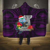 Guam Christmas Hooded Blanket Santa Gift Latte Stone and Sea Turle Mix Hibiscus Chamorro Pink Style LT03 One Size Pink - Polynesian Pride
