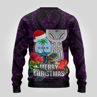 Guam Christmas Ugly Christmas Sweater Santa Gift Latte Stone and Sea Turle Mix Hibiscus Chamorro Pink Style LT03 - Polynesian Pride