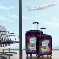 Guam Christmas Luggage Cover Santa Gift Latte Stone and Sea Turle Mix Hibiscus Chamorro Pink Style LT03 - Polynesian Pride