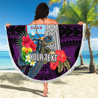 Custom Guam Christmas Beach Blanket Santa Gift Latte Stone and Sea Turle Mix Hibiscus Chamorro Pink Style LT03