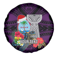 Custom Guam Christmas Spare Tire Cover Santa Gift Latte Stone and Sea Turle Mix Hibiscus Chamorro Pink Style LT03 - Polynesian Pride