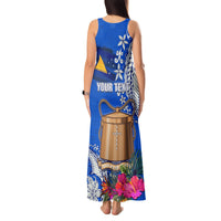 Tokelau Waitangi Tank Maxi Dress Tropical Flower Tapa Pattern LT03 - Polynesian Pride
