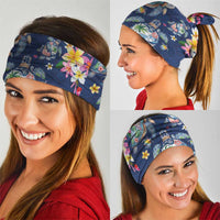 Hawaiian Turtles and Tropical Plants Neck Gaiter Blue Watercolor