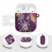 Hawaiian Turtles and Tropical Plants AirPods Case Purple Watercolor