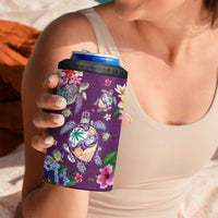 Hawaiian Turtles and Tropical Plants 4 in 1 Can Cooler Tumbler Purple Watercolor LT03 - Polynesian Pride