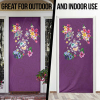 Hawaiian Turtles and Tropical Plants Door Cover Purple Watercolor