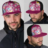 Hawaiian Turtles and Tropical Plants Mesh Trucker Cap Pink Watercolor
