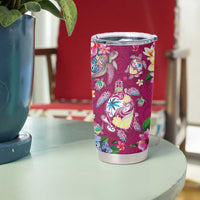 Hawaiian Turtles and Tropical Plants Tumbler Cup Pink Watercolor
