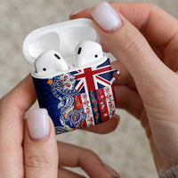 Hawaiian Manta Ray and Turtle Tribal Tattoo AirPods Case With Hawaii Flag and Flowers LT03 - Polynesian Pride