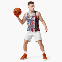 Hawaiian Manta Ray and Turtle Tribal Tattoo Basketball Jersey With Hawaii Flag and Flowers LT03 - Polynesian Pride