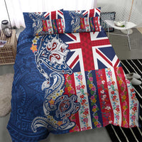 Hawaiian Manta Ray and Turtle Tribal Tattoo Bedding Set With Hawaii Flag and Flowers