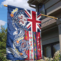 Hawaiian Manta Ray and Turtle Tribal Tattoo Garden Flag With Hawaii Flag and Flowers LT03 - Polynesian Pride