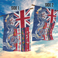Hawaiian Manta Ray and Turtle Tribal Tattoo Garden Flag With Hawaii Flag and Flowers LT03 - Polynesian Pride